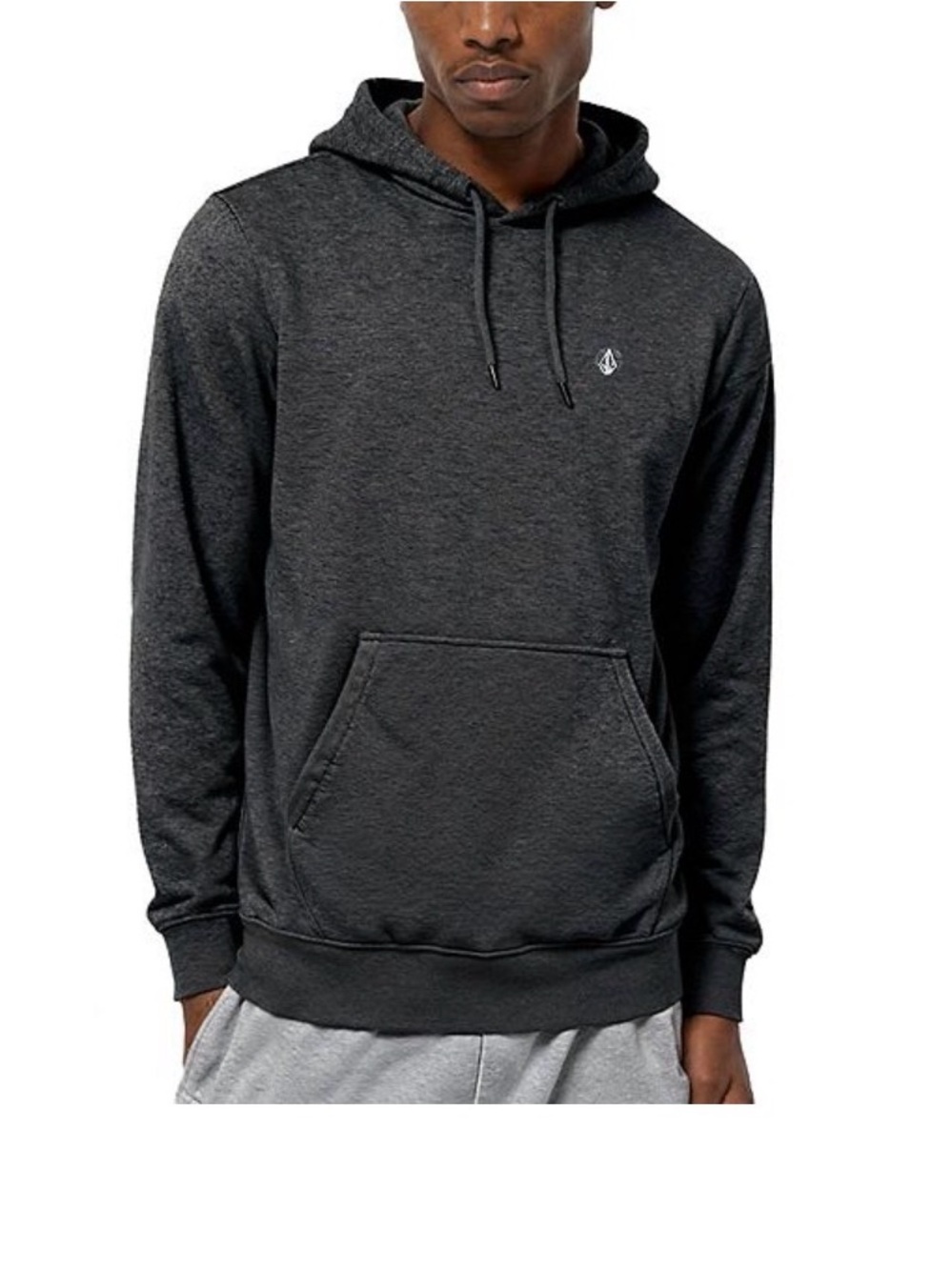 Volcom Men’s Charcoal Pullover Hoodie with Small Logo